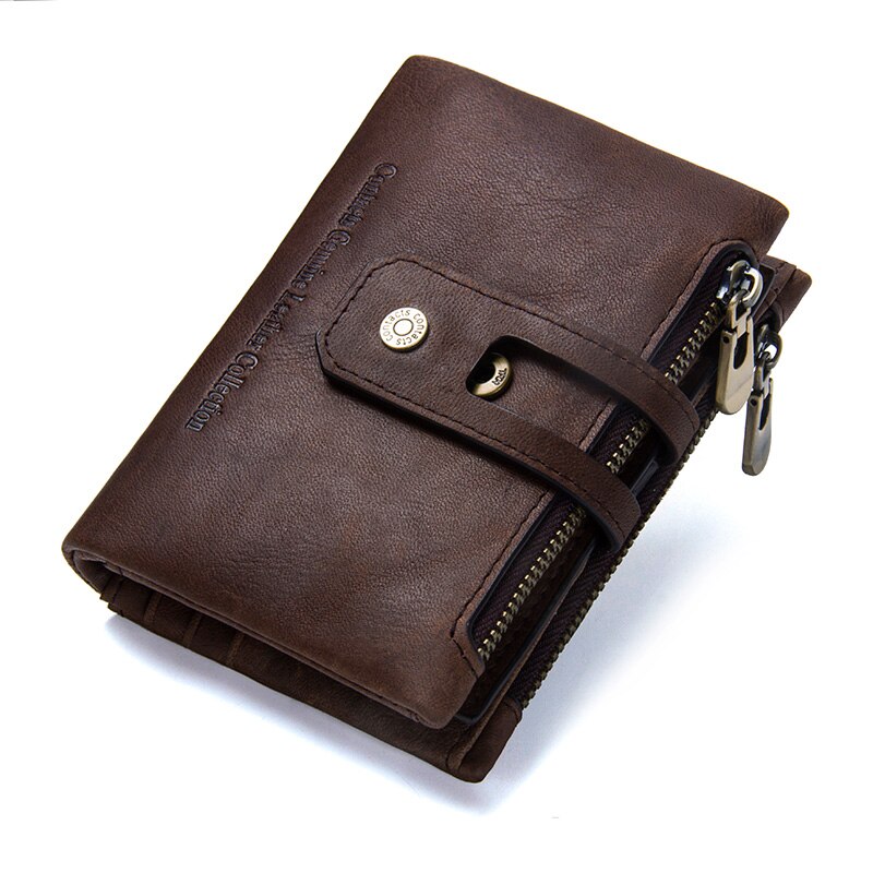 Contacts genuine leather small wallet women short card holder wallets for women hasp female coin purse portfel damski: coffee