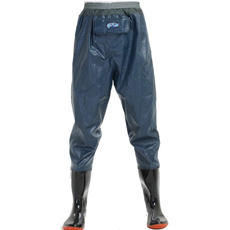 Højspring 0.55mm udendørs fiske waders støvler pvc vandtæt strikket stof mesh talje åndbare jagt fiskeri waders bukser