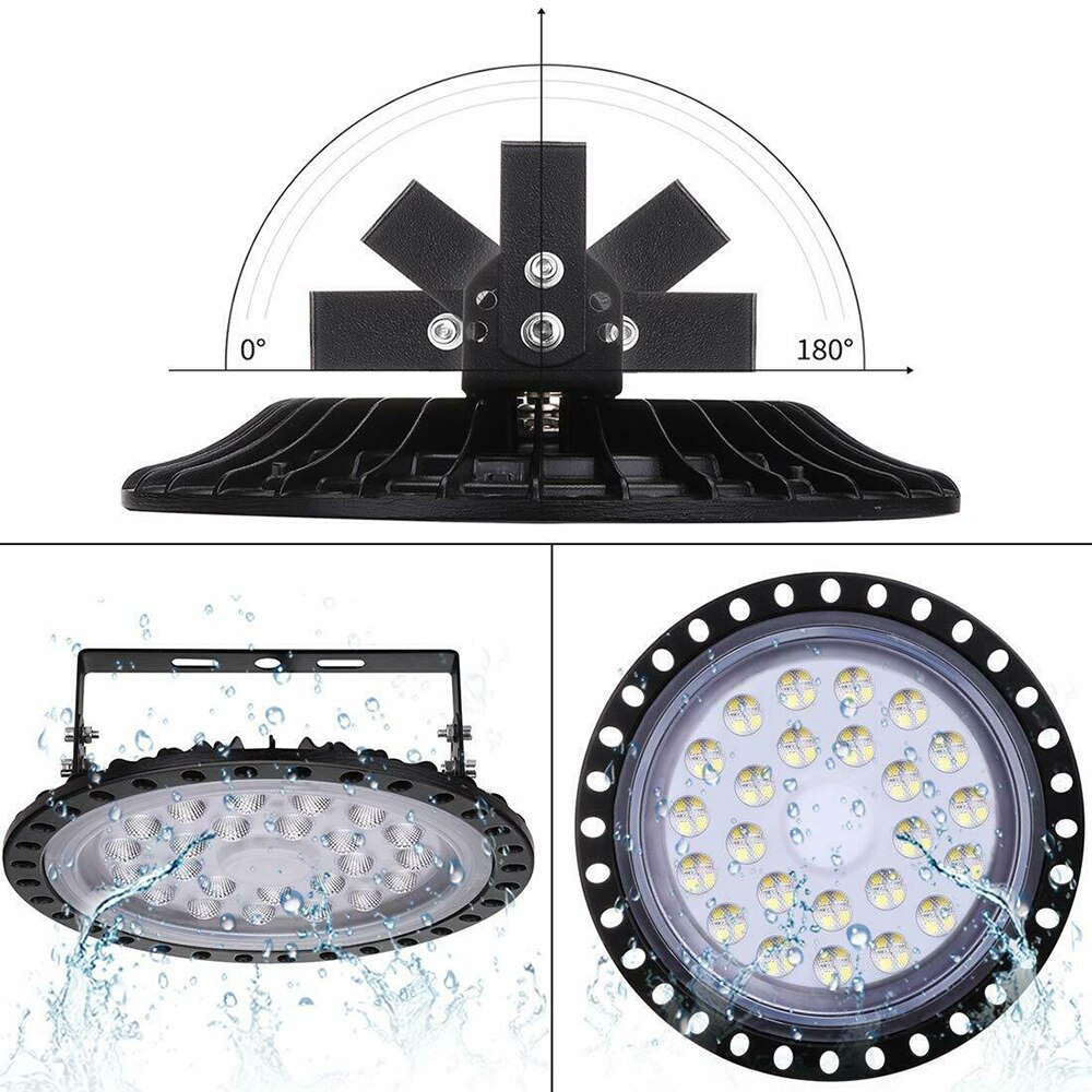 50/100w 220v ledet høy bukt lys lav bukt ufo pilsner industrilys til supermarked kontor parkeringsplass lampe 120 grader