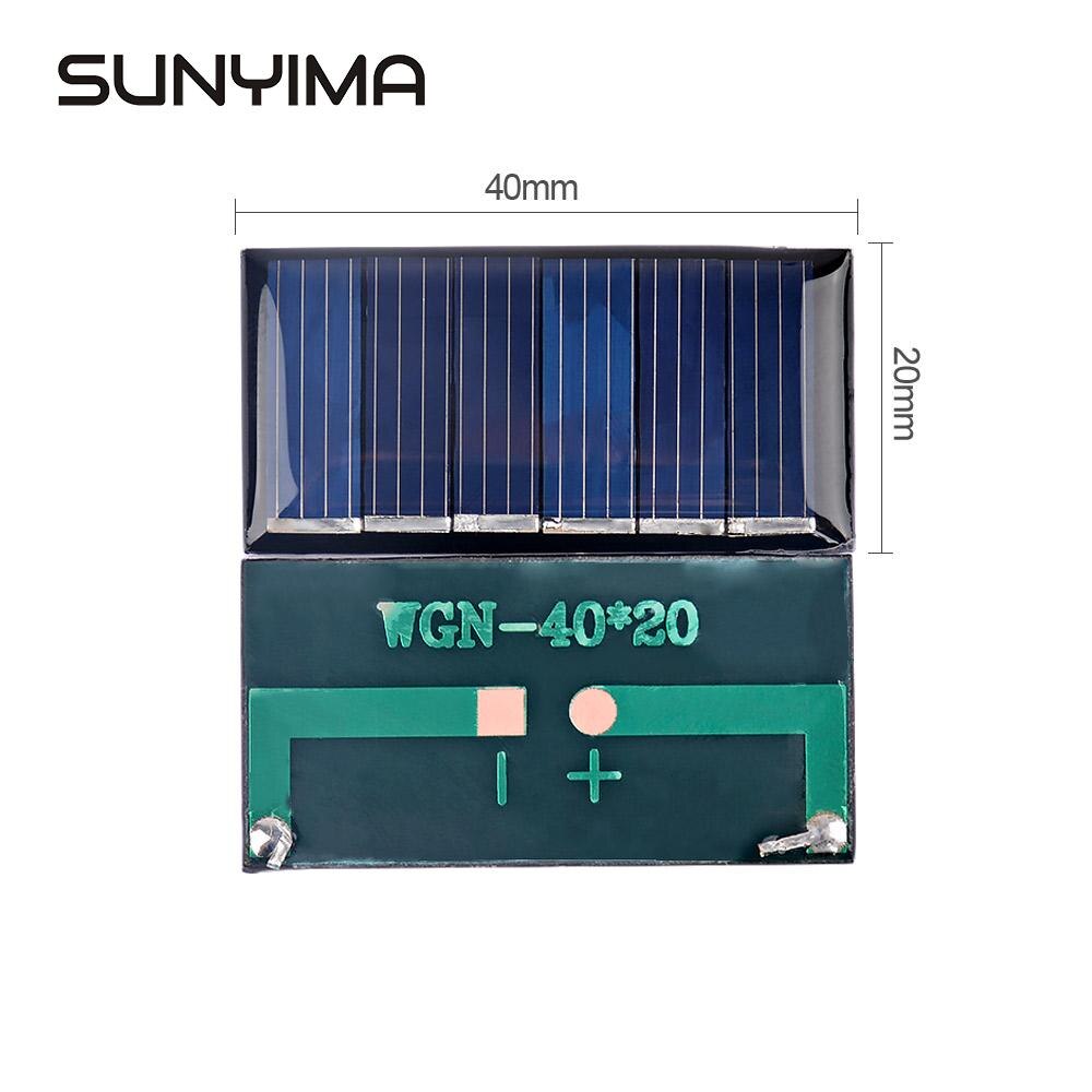 SUNYIMA 10pcs 3V 30MA Solar Panels Polycrystalline Epoxy Solar cells SunPower 40x20mm DIY Solar Battery Charger Painel Solars
