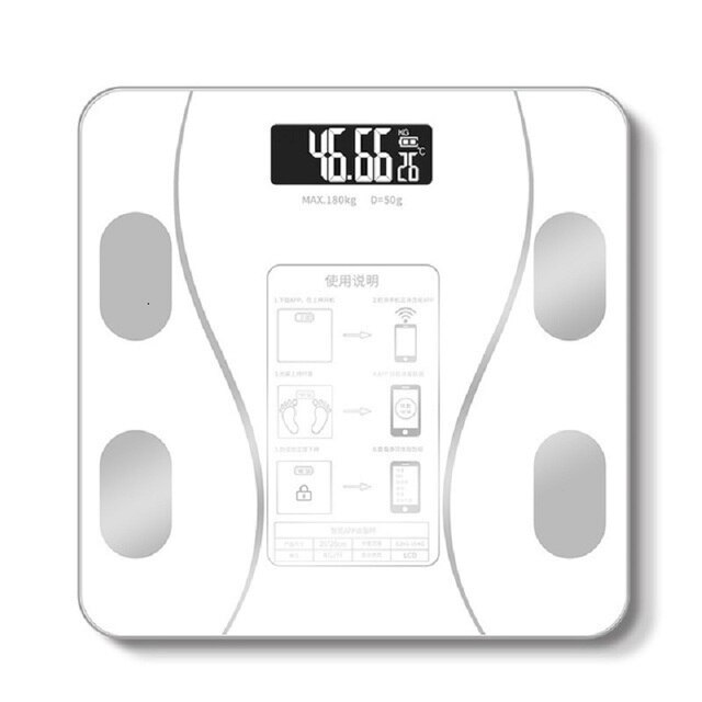 Bathroom Electronic Scale Digit Weight Scale Smart Bluetooth Scale LCD Display Precision Scale Portable Body Fat Floor Scales: White