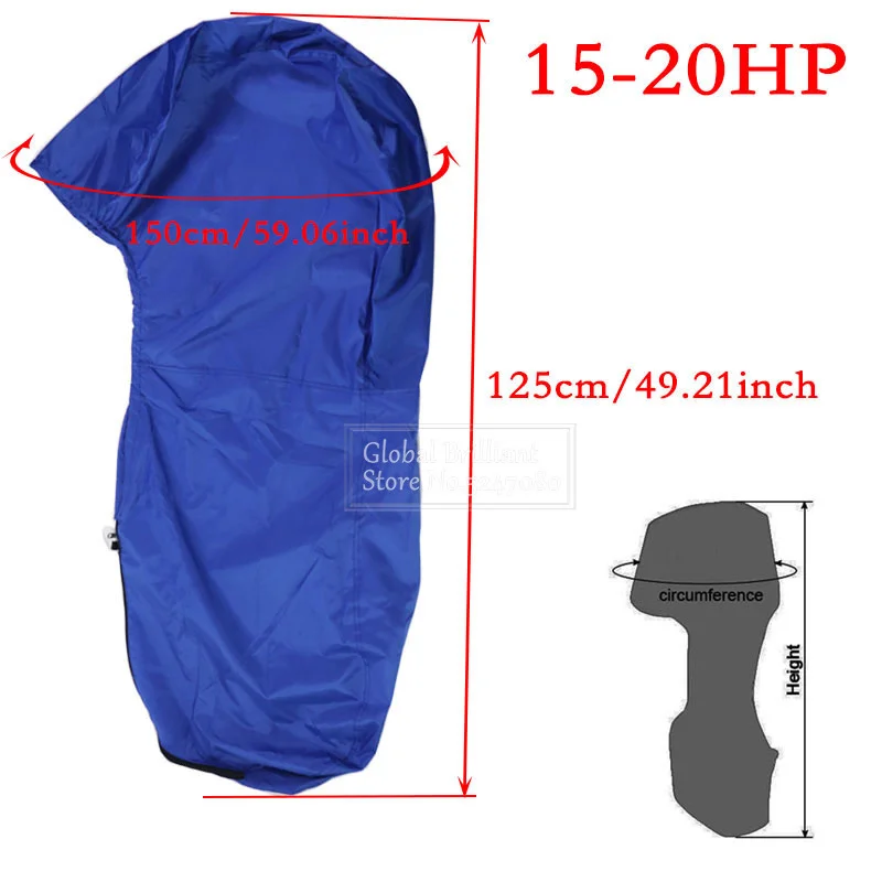 420D 6-225 PS Boot Vollständige Außenbordmotorabdeckung Wasserdichter Sonnenschutz Staubdichter Schutz Blau Für 6-225 PS Motor: Gold