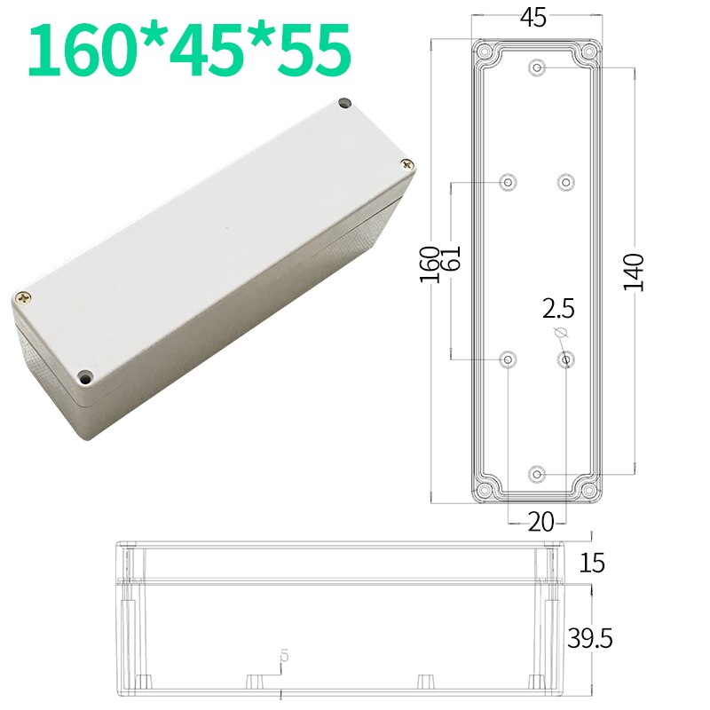 Vandtæt boks plastik kabinet elektronisk projekt instrument kasse elektrisk projekt boks udendørs samleboks hus 263*185: 160 x 40 x 45