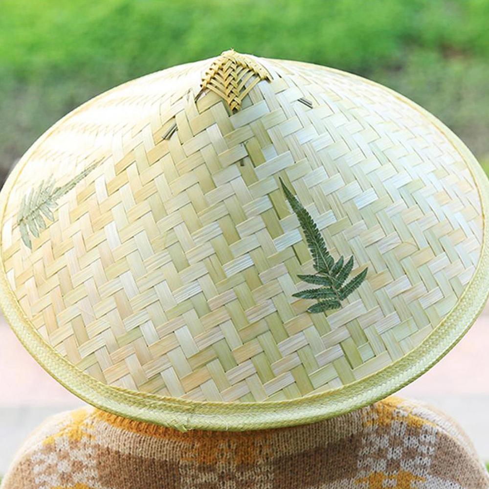 Chinese Style Bamboo Rattan Hats Retro Handmade Weave Straw Hat Tourism Rain Cap Dance props Cone Fishing Sunshade Fisherman Hat: Default Title