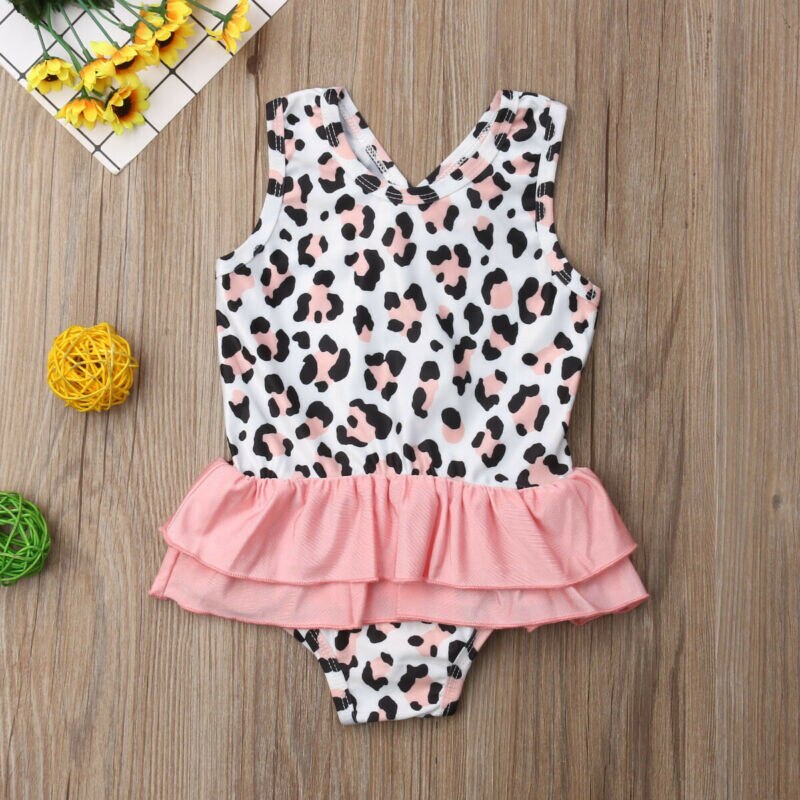 Barn jenter ett stykke leopardprint badetøy badedrakt bikini monokini sett
