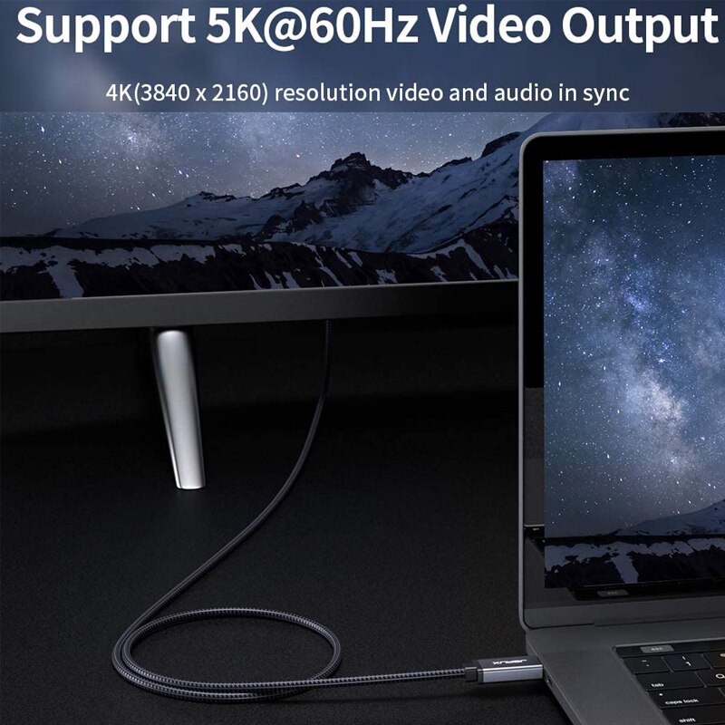 fulmine 3 cavo, Jsaux PD 100W 5A USB-C a USB-C 40Gbps 5K @ 60Hz tipo C a C USB ricarica rapida per Macbook pro dell HP centro 1m