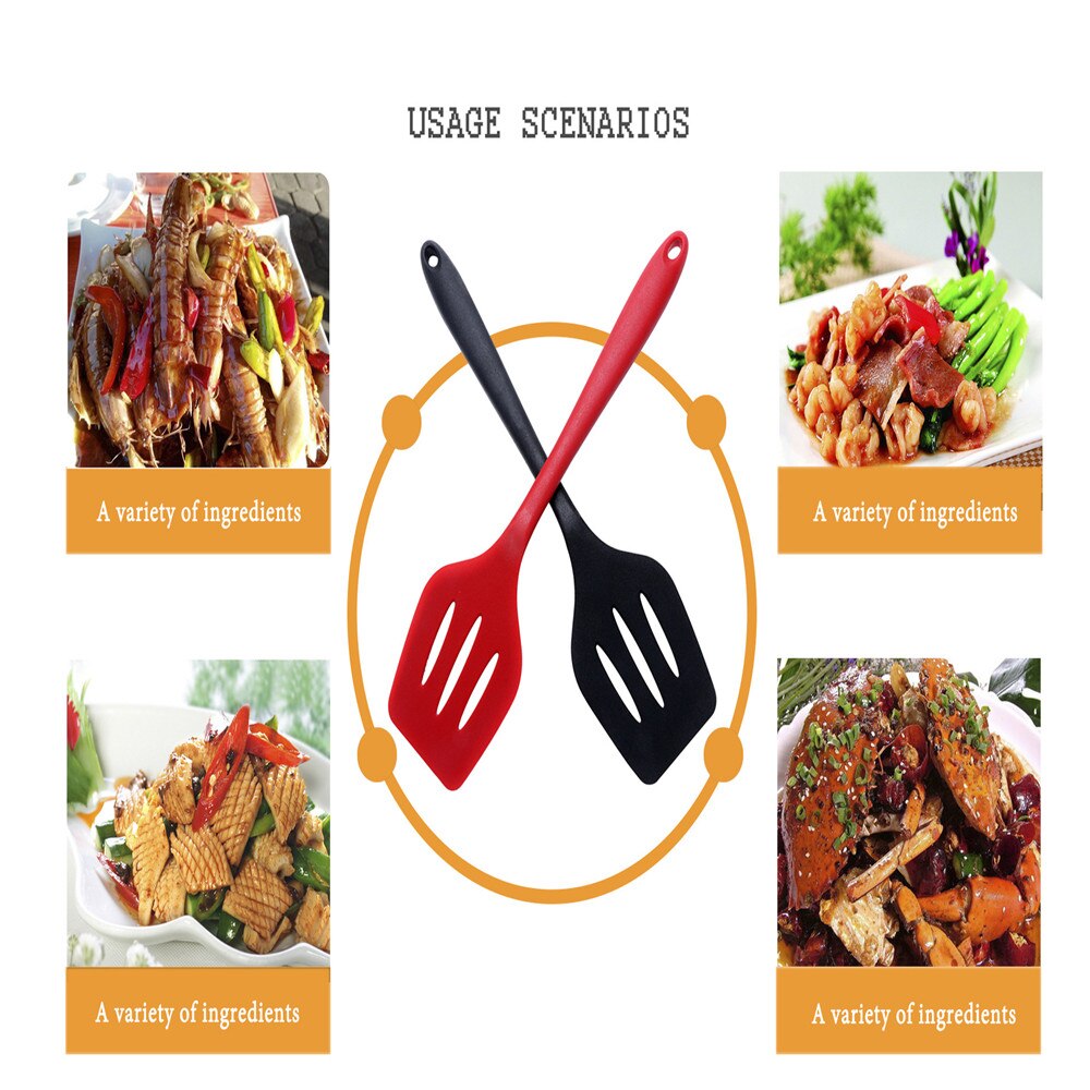 Silicone Flexible Spatula Turner Wide Non Stick Pancake Turner with Stainless Steel Handle Cooking Turner