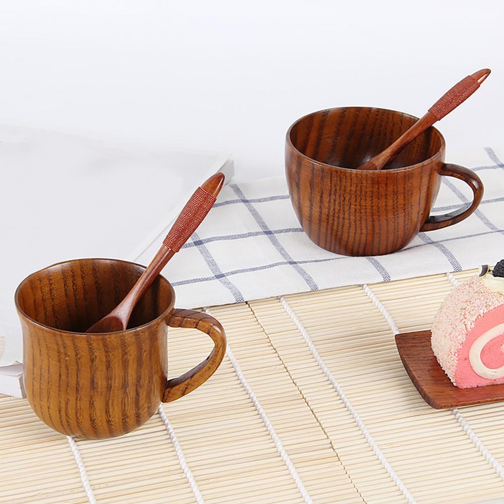 Wooden Cup Reusable Tea Coffee Milk Wine Heat Insulation Water Drinkware Water Cup Kitchen Bar Drinkware Water Bottle