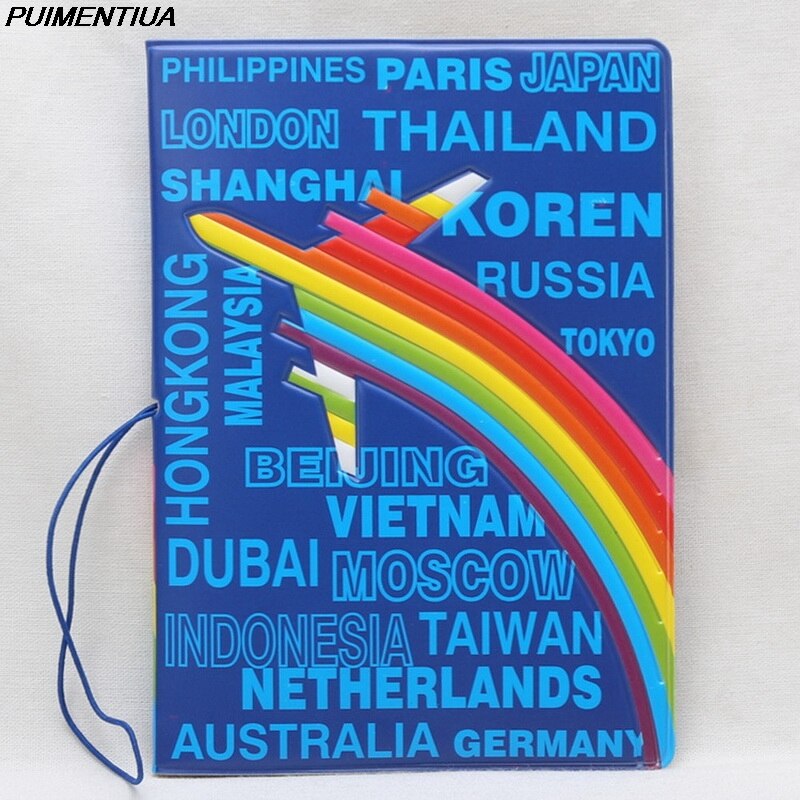 PUIMENTIUA Have A Trip Passport Holders Unisex Travel Passport Cover Bag Pvc Leather 3D Cover On The Passport Travel: A0343