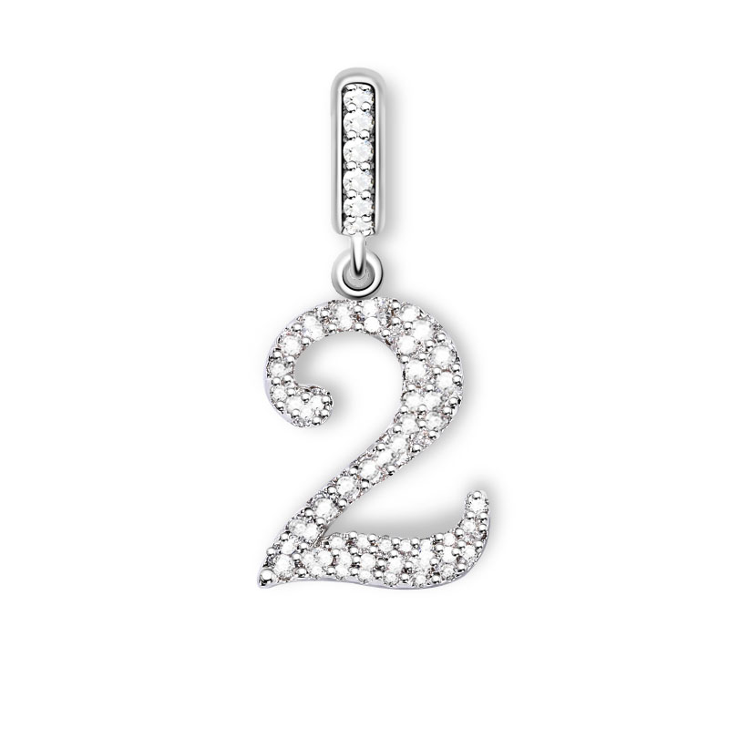 Authentic Sparkling 0—9 Arabic Numerals Dangle Charm Bead Fit Original 925 Sterling Silver Women Bracelet Necklace DIY Jewelry: Yellow