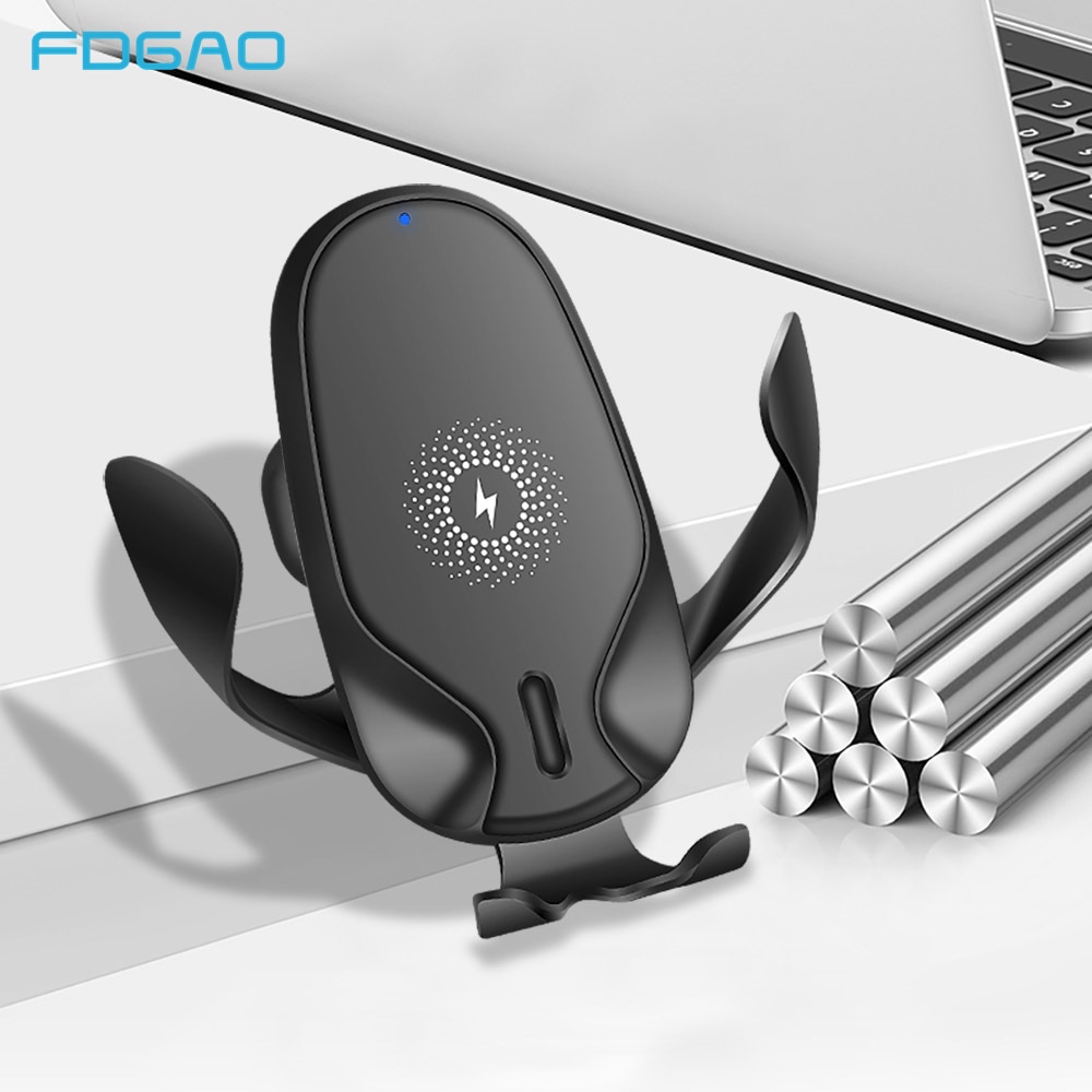 FDGAO Car Wireless Charger Phone Holder Gravity Bracket Mount Holder for iPhone 11 XS XR X 8 Samsung S10 S9 S8 15W Fast Charging