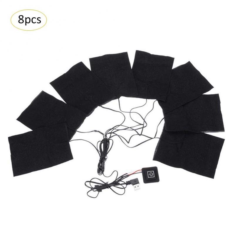 8-in-1 USB Elektrische Jas Kleding Verwarming Vest Pads 3 Gear Verstelbare Carbon Fiber Outdoor Warme Winter DIY Verwarming Kleding PadS