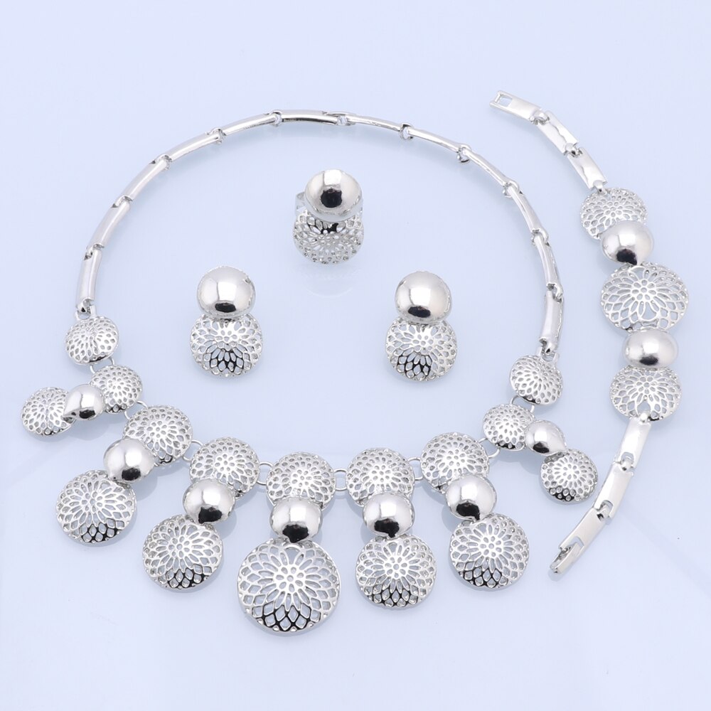 Ensemble de bijoux de mariage pour femme éthiopienne, classique, couleur or, dubaï, collier, boucles d&#39;oreilles, bague, Bracelet