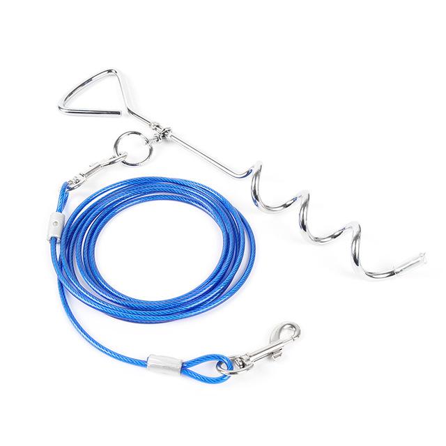 Pet Hondenlijn Spiraal Gebonden Anti Wrap Knopen Weide Hond Nail Voor Outdoor Camping Tuin Met Leads Draad Honden Riem 3M/5M/10M: Blauw / With 10M Leash