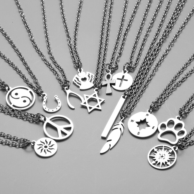 men necklace women chain stainless steel Necklace Women Men Simple Long Chain dog footprints pendant Necklace jewelry