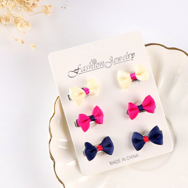 6 teile/paket Gemischt Farbe Bowknot freundlicher Baby freundlicher Haar Clip Bogen Stift Haarspange Haarnadel Ornament Zubehör Für Mädchen: 02