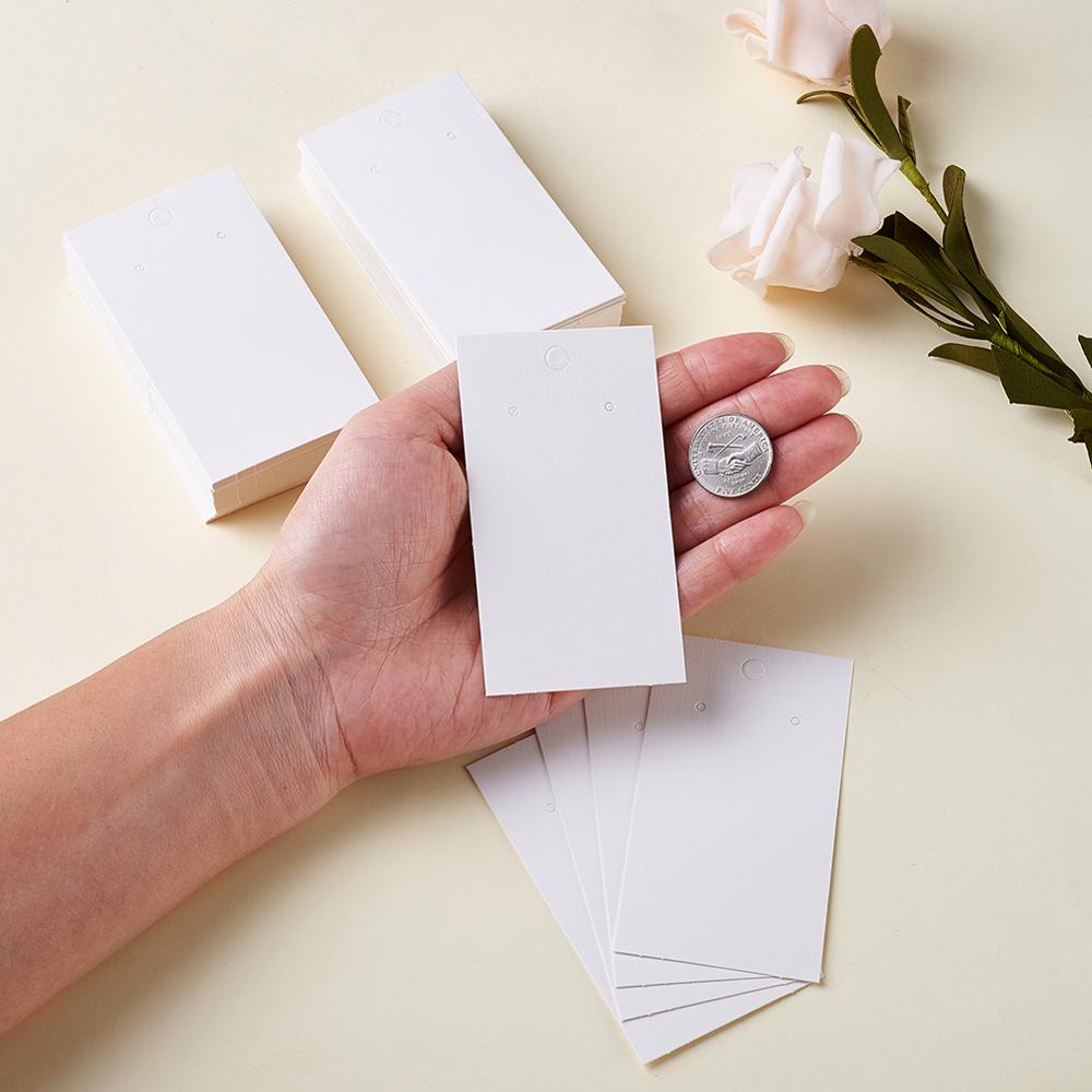 100 st vitt pappers örhängeskort med tre hål örhänge hängetikett smycken display packkort 90 x 50mm