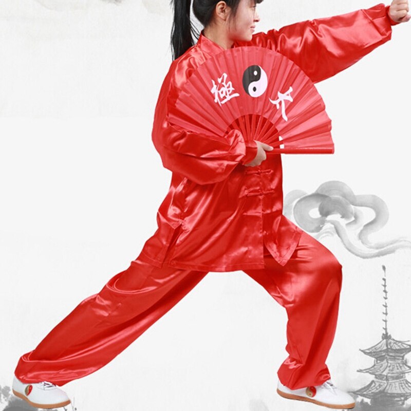 Kung Fu Pakken Taijiquan Praktijk Prestaties Slijtage voor Mannen Vrouwen Wushu Uniform Stage Performance Tai Chi Kleding: Red  Size 170