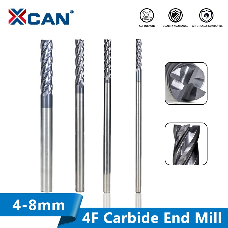 Fraise en bout de carbure XCAN 4/5/6/8mm fraise en bout CNC outils de gravure 4 fraises à fente