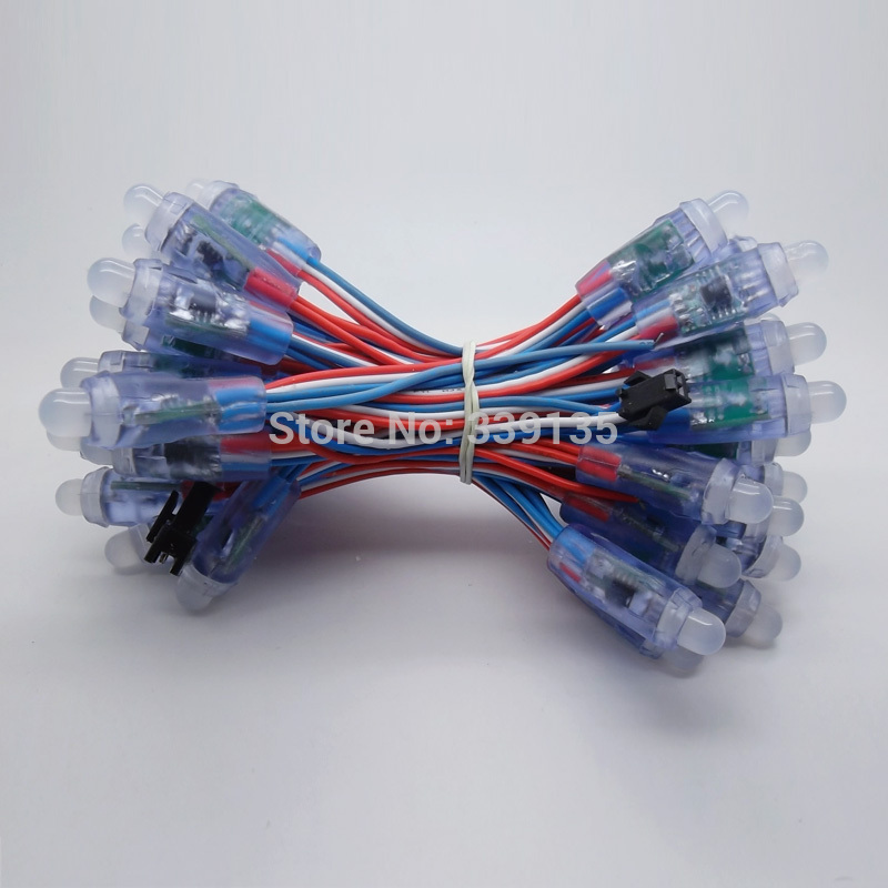 DC12V 12mm WS2811 led pixel module string light, full color led module; Round shape, 50pcs/string, Waterproof IP68, DC12V input