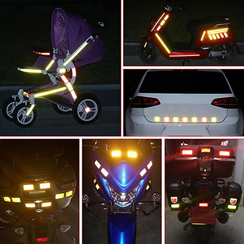 Cinta de tira de advertencia reflectante para parachoques de coche, calcomanías reflectantes de seguridad, estilo