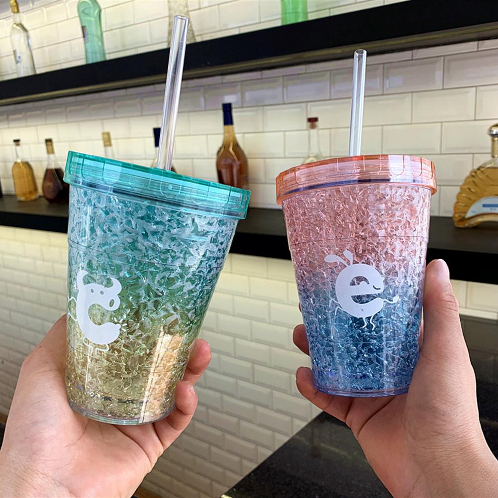 410ml Double-walled Color-change Ice Cup Nice-looking Large Capacity Healthy Cold Drinks Iced Coffee Plastic Cup for Summer