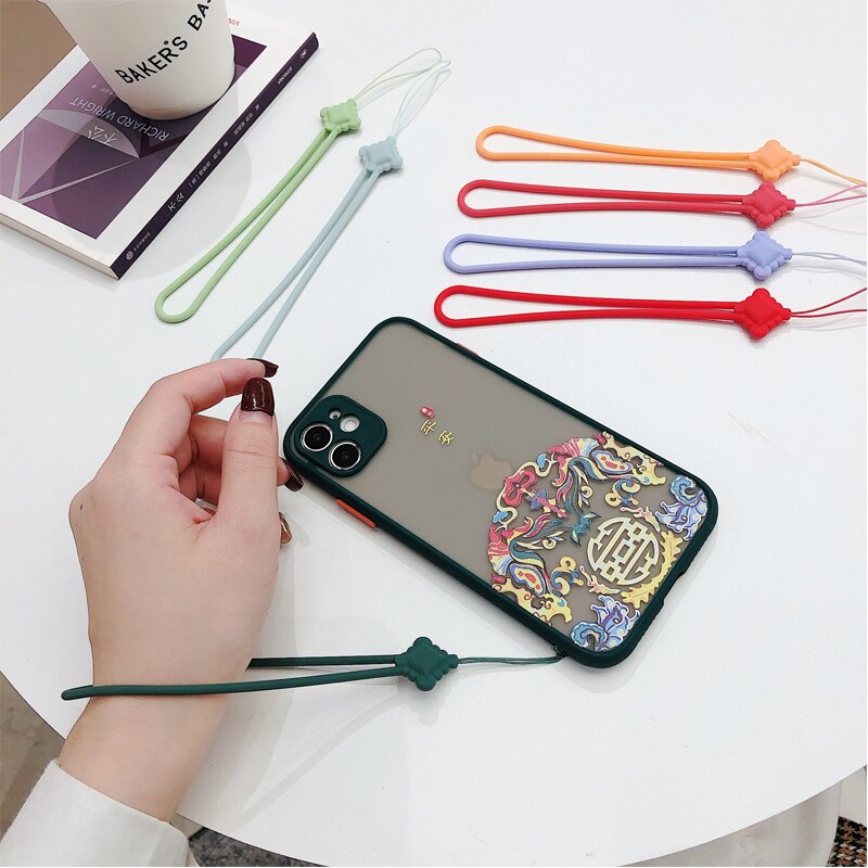 Chinese Knoop Siliconen Touw Vloeistof Korte Mobiele Telefoon Lanyard Houder Telefoon Pols Bandjes U Disk Sling Siliconen Mobiele Telefoon Touw