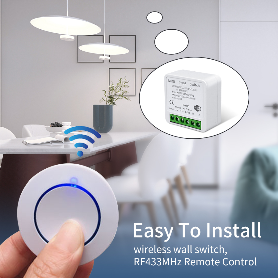 Tuya inteligentny przełącznik Wifi RF 433 MHz Alexa asystent Google Alice 16/20A pilot głosowy uniwersalny Mini moduł do oświetlenia Led