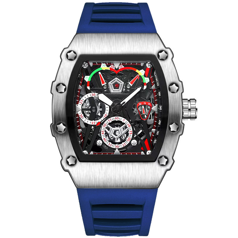 UTHAI CQ309 Herrenuhr Wasserdicht Nachtlicht Kalender Wein Eimer Silikonarmband Quarzuhr Herrenuhren: Rosa