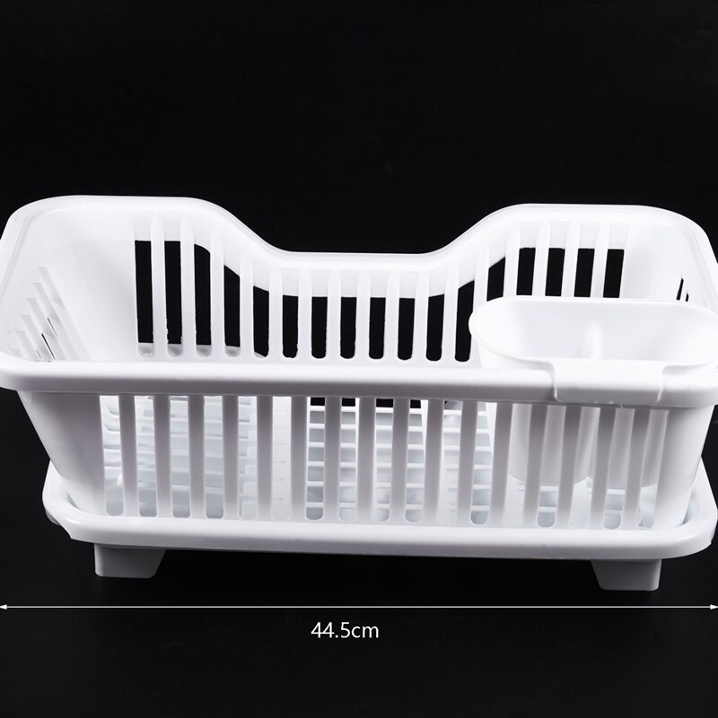 Kitchen Sink Dish Plate Utensil Drainer Drying Rack Holder Basket Organizer Tray, White