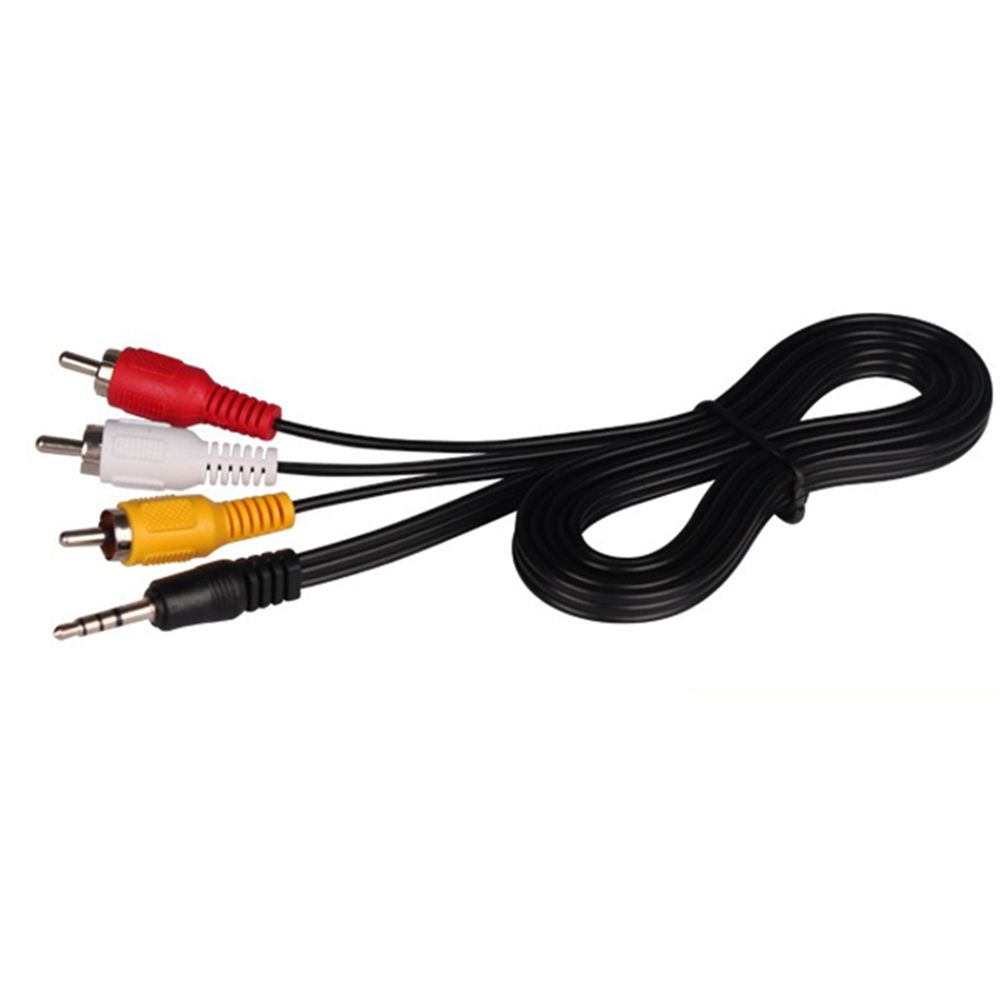 Rca-hane svart 3 rca 3.5mm- jack till rca-kontakt adapter omvandlare videokablar tråd ljudkabel av