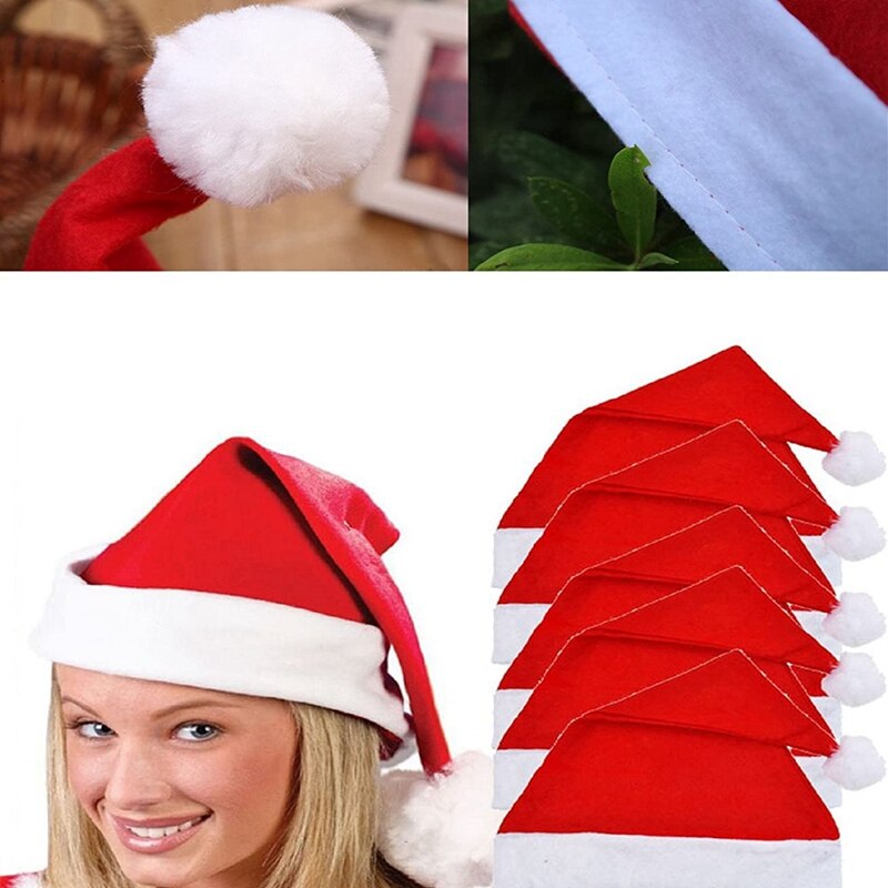 20 Pack Bulk Christmas Santa Hats For Adults, Classic Red Xmas Hats For Party Costume