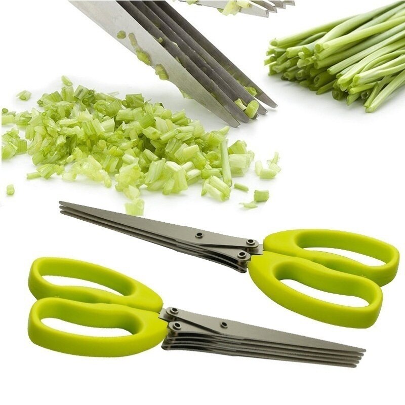 Cutter Tools for Kitchen 19.5CM Minced Multi-layer Scissors Kitchen Multi-Layers Scissor Shredded Chopped Scallion 3&5 layers