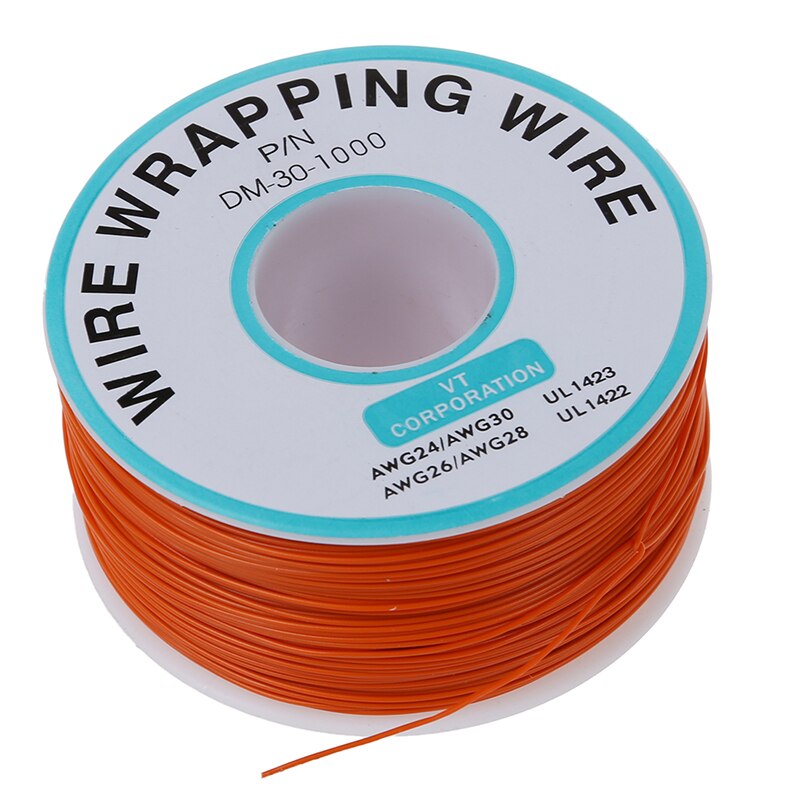 PCB Solder Orange Flexible 0.5mm Outside Dia 30AWG Wire Wrapping Wrap 1000Ft: Default Title