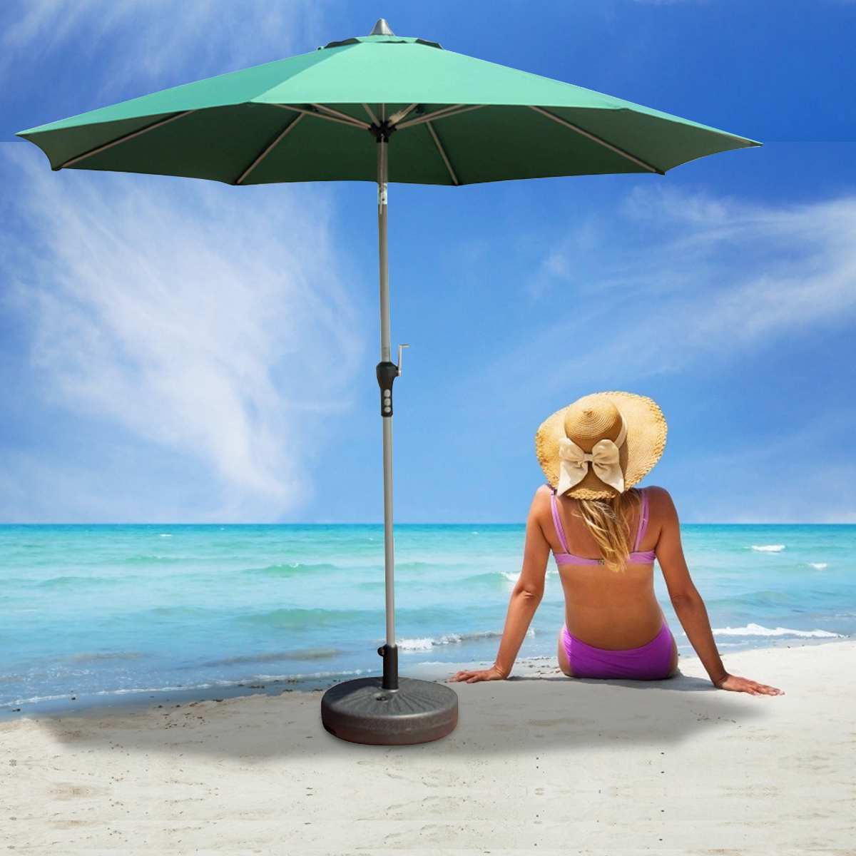 Portable Durable Outdoor Parasol Garden Umbrella Base Stand Round Patio Beach Garden Patio Umbrella Sun Shelter Accessory