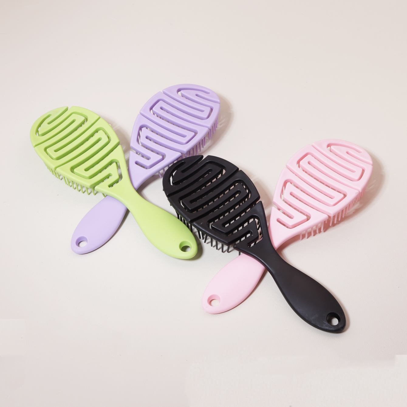 Spazzola per capelli nascosta cava, spazzola per smistamento capelli secchi e bagnati 1/2 pezzi, artiglio per pulizia spazzola per capelli, speciale per parrucche di capelli veri: Colore rosa