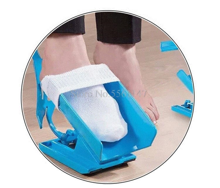 1pc Sock Slider Aid Blue Helper Kit Helps Put Socks On Off No Bending Shoe Horn Suitable For Socks Foot Brace Support