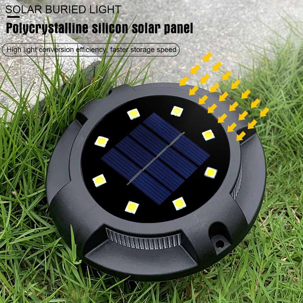 8pcs Ground Light Decorative Pathway Corridor Yard Outdoor Garden Lawn Solar Power Bright Driveway Sidewalk Landscape 8 LED