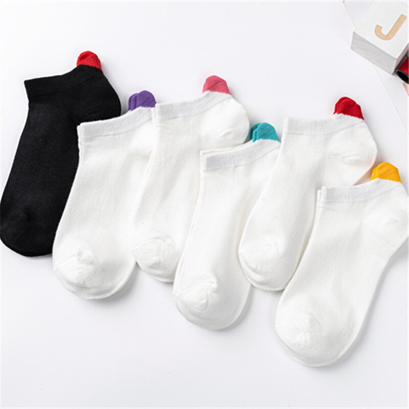 1Pairs Women Socks Harajuku Female Cotton Ankle Socks White Heart Socks Cute Girls Students Comfortable Heart Short Socks