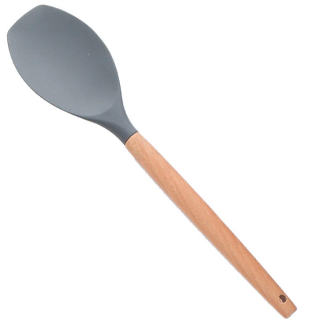 Eco-Friendly Cooking Utensil Wooden Handle Kitchenware Non-Stick Silicone Cookware Heat Resistant Kitchen Utensil Cooking Tools: 8