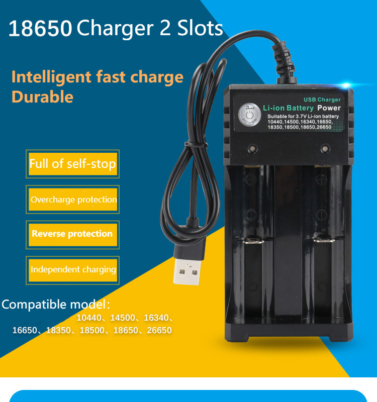 3,7 V 18650 Ladegerät Li-Ionen-Akku USB unabhängiges Laden tragbare elektronische Zigarette 18350 16340 14500 Akkuladegerät