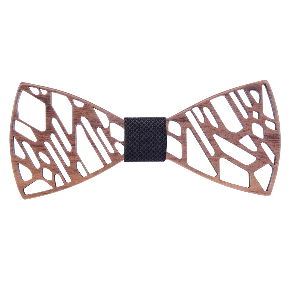 noyer en bois nœud papillon hommes irrégulier Floral creux sculpté bois noeud papillon costume Shrit robe de mariée accessoires Grvata cravate: 03