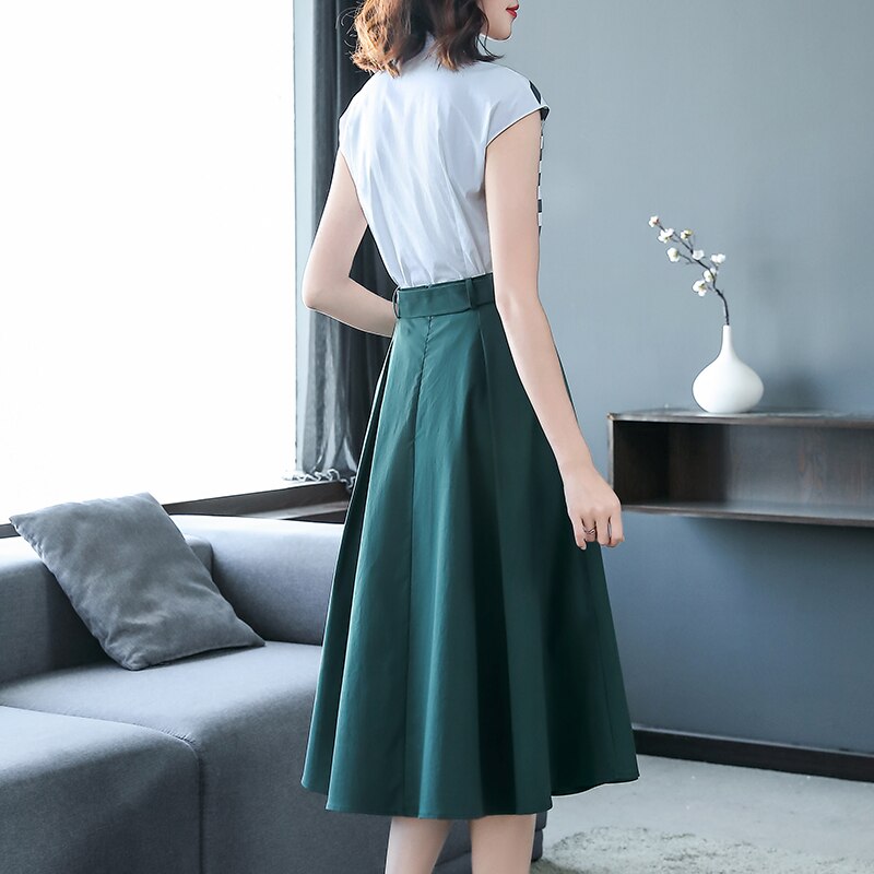 White Satin Long Sleeve Skirt Office Two Piece Set