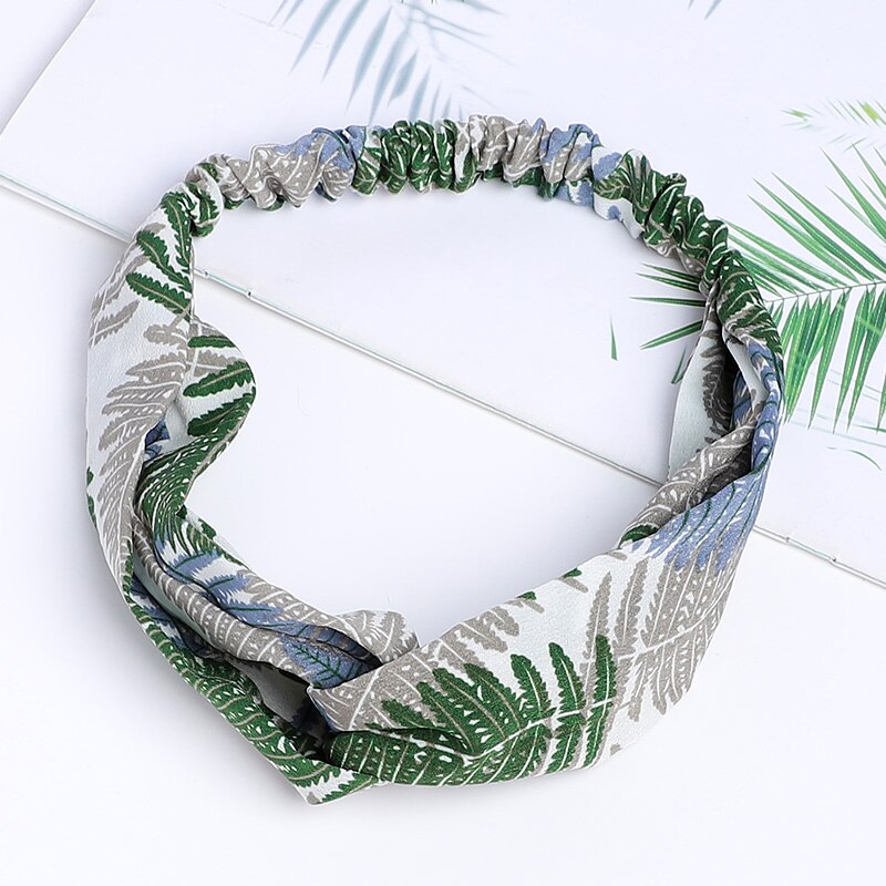 1pc vrouwen eenvoudige bloemen en bomen bos brede haarband doek knopen bladeren haarbanden kersen haar ring hoofdband voor meisje: 7