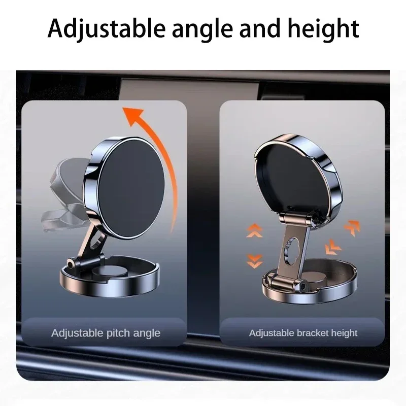 2025 Magnetische mobiele telefoonstandaardhouder Opvouwbare autotelefoonhouder 720 ° Rotatie ronde beugel iPhone-accessoires Android