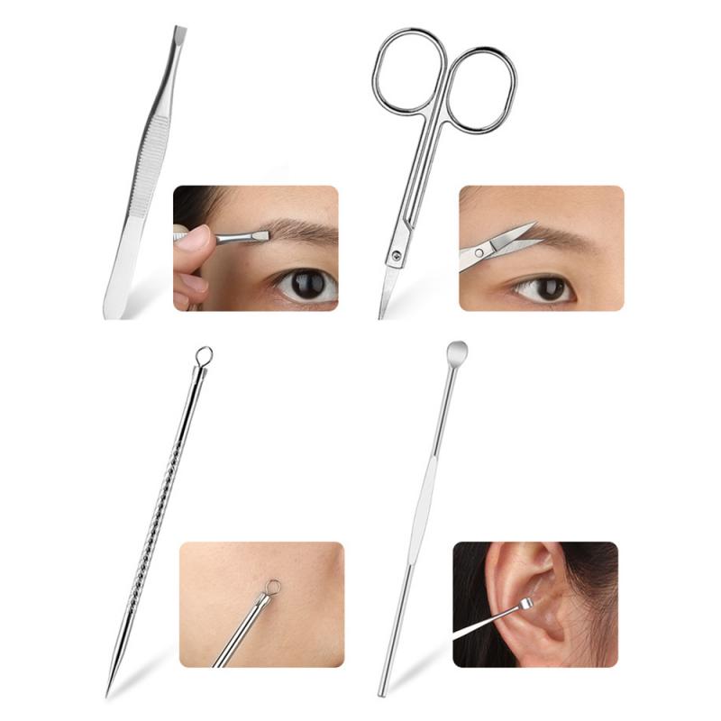 8Pcs/Set Multifunction Nail Clipper Stainless Steel Nail Scissors Clipper Tweezer Tools Foot Care Pedicure Tool