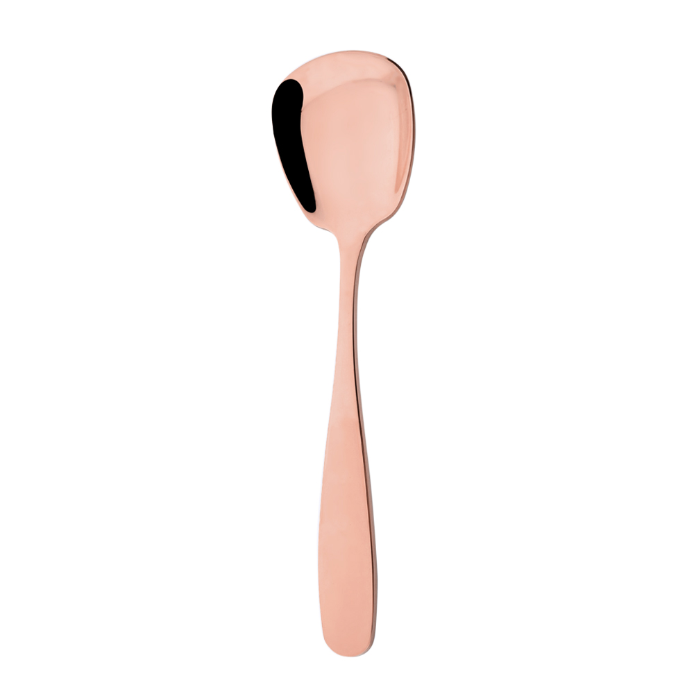 Plat Bottom Spoon Cutlery Stainless Steel Set Square Dinner Spoons Dinnerware Child Long Handle Spoon Ice Cream Dessert Salad: M 4.4x17(cm) / 1Pcs Rose