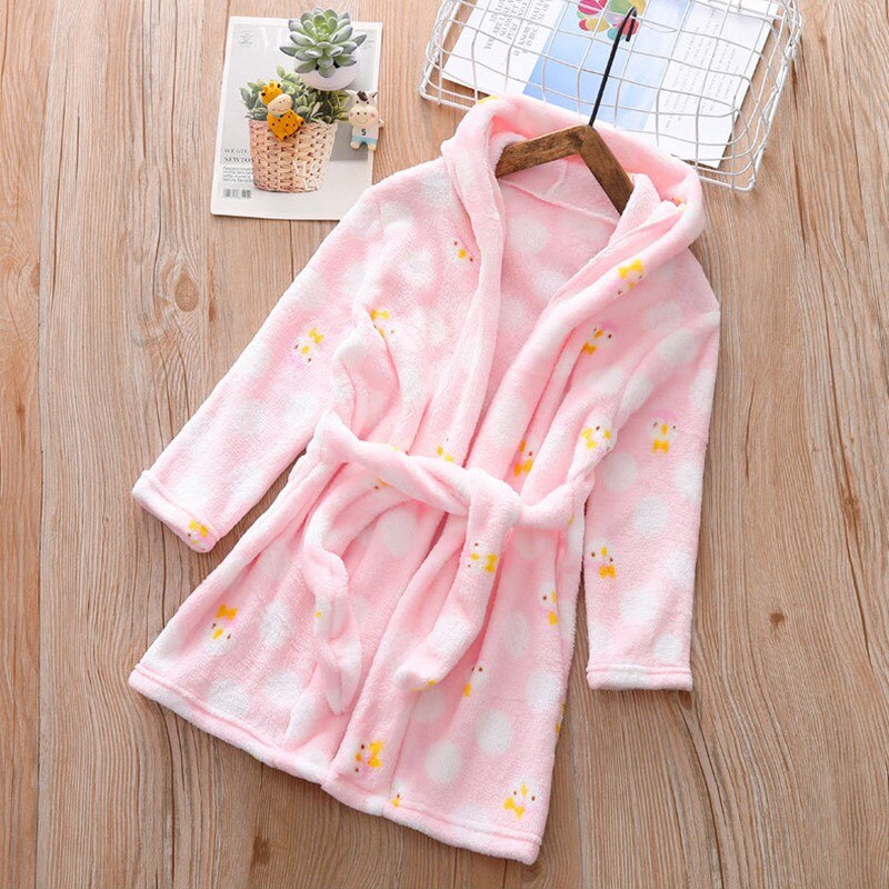 4-8 jahre Baby Nachtwäsche Schlecht Kleid Karikatur Schlecht Hoodies Herbst Mädchen Schlecht Handtücher freundlicher Bademantel Pyjama freundlicher Schlecht kleidung: Rosa Bademantel / 5-6Y