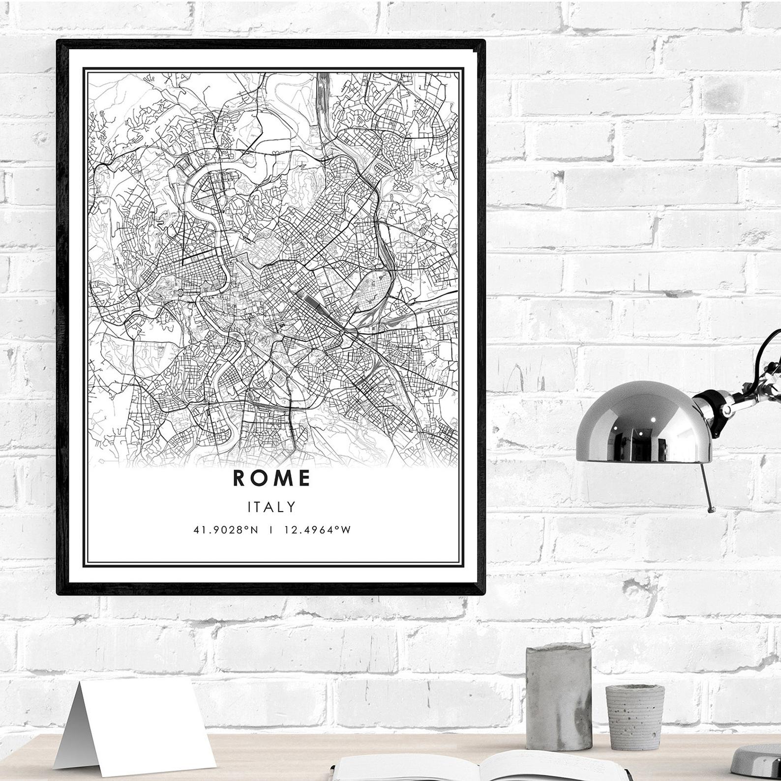 Rome map print poster canvas | Rome city map print poster canvas