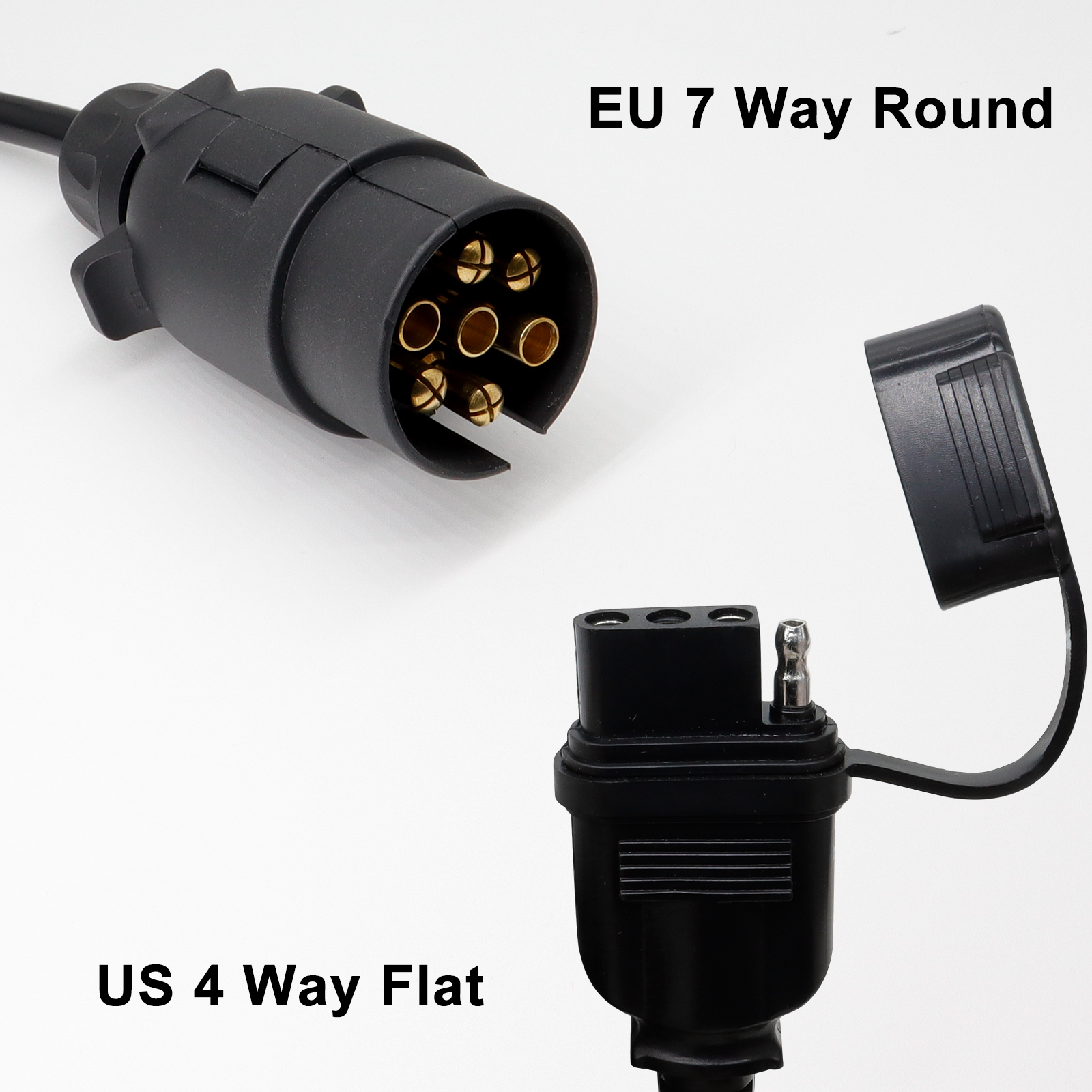 Convertidor de luz de remolque UE a EE. UU., adaptador redondo de 7 pines, remolque europeo a enchufe plano de 4 pines, enchufe de cable de enganche de remolque de vehículo americano